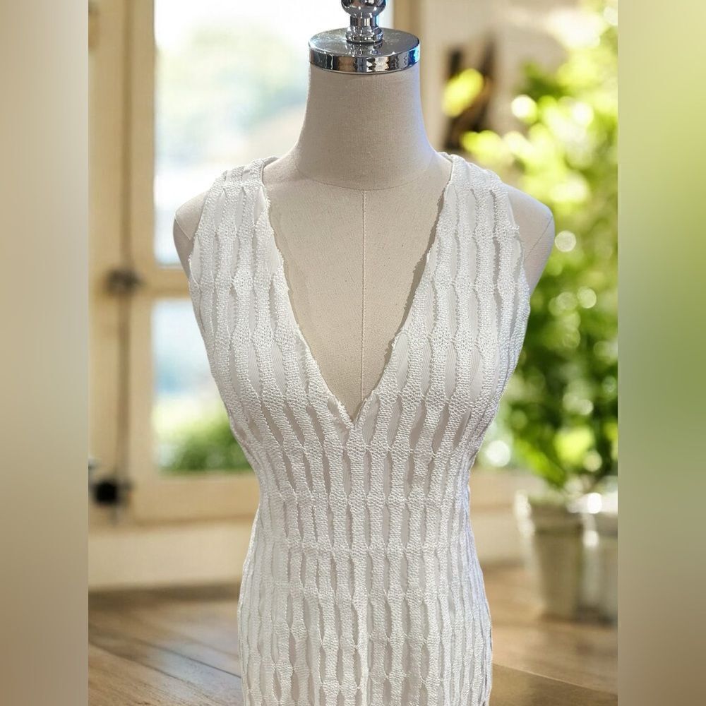 NWT Monique Lhuillier Embroidered Fringe Midi Cocktail Dress - Picture 8 of 16